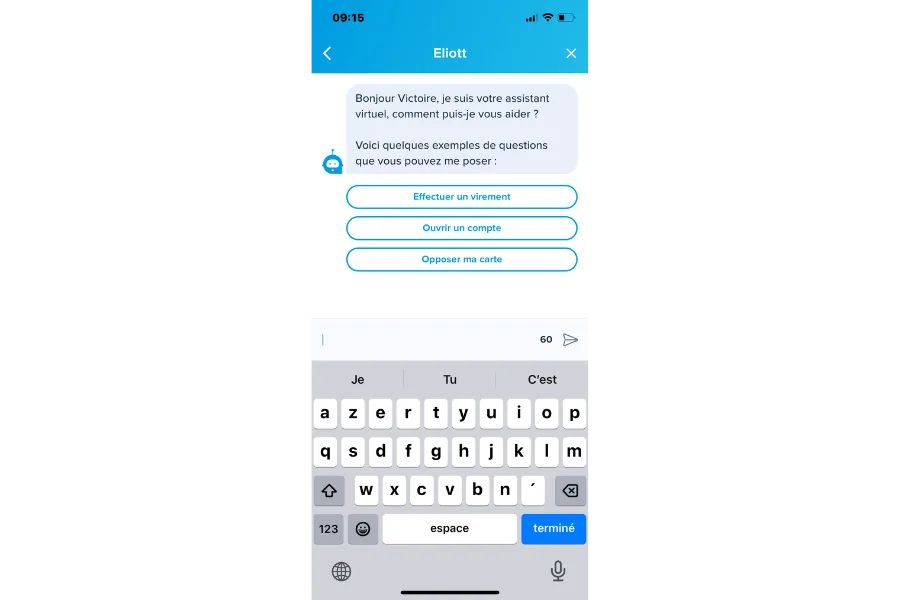 Le chatbox intégré de l'application BoursoBank