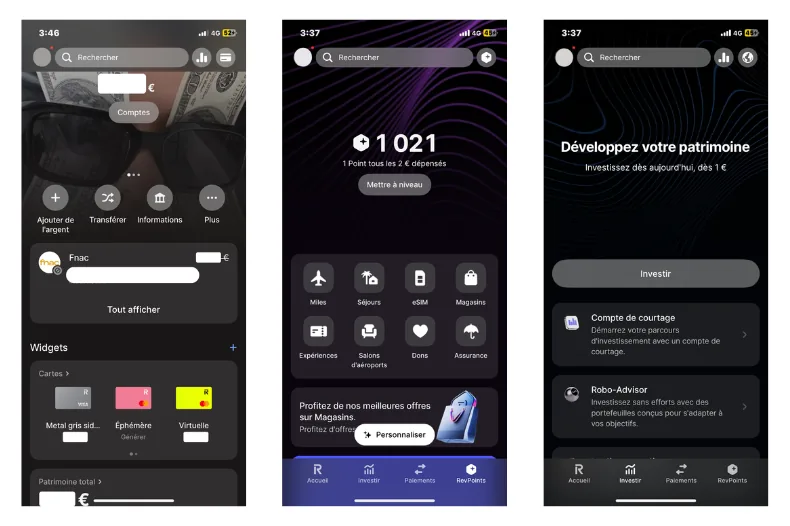Aperçu de l'application Revolut