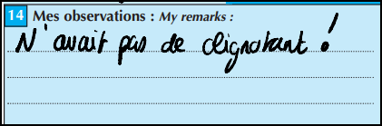 Constat amiable - case 14 observations