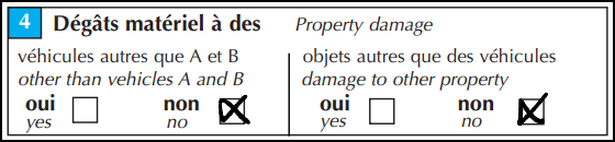 Constat amiable - case 4 dégâts matériels
