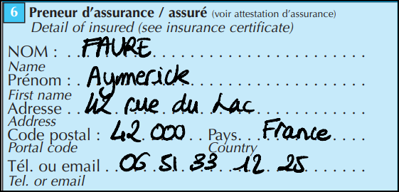 Constat amiable - case 6 titulaire du contrat