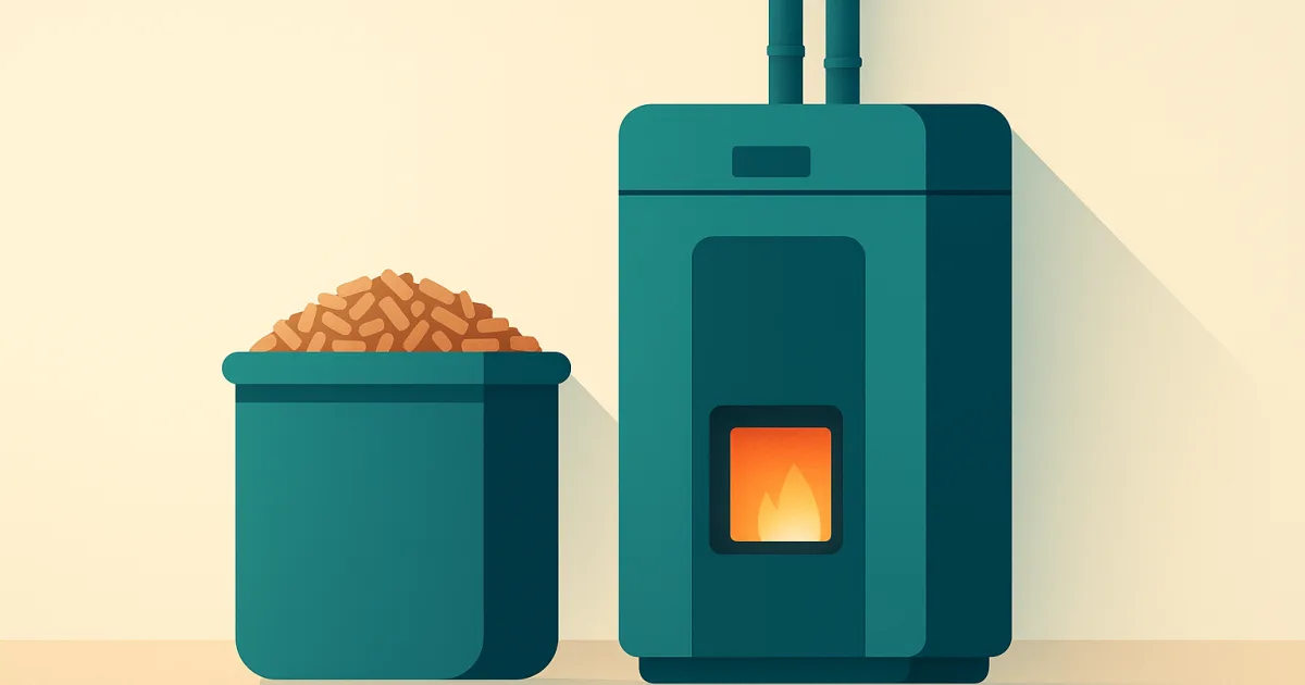 Illustration d'une chaudière à granulés de bois et de pellets.