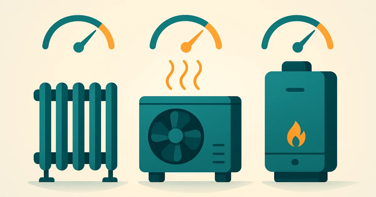 Illustration comparant la consommation de plusieurs systèmes de chauffage.