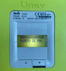 Numéro PRM affiché sur l'écran d'un compteur Linky