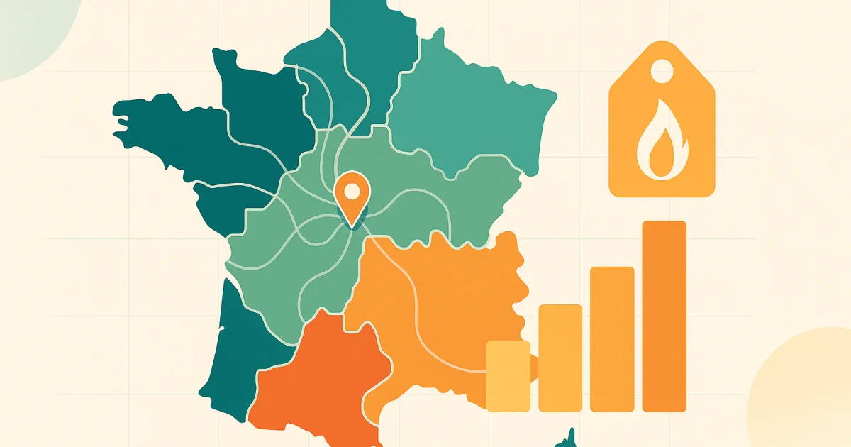 Carte des 6 zones tarifaires du gaz en France et leur impact sur le prix du kWh