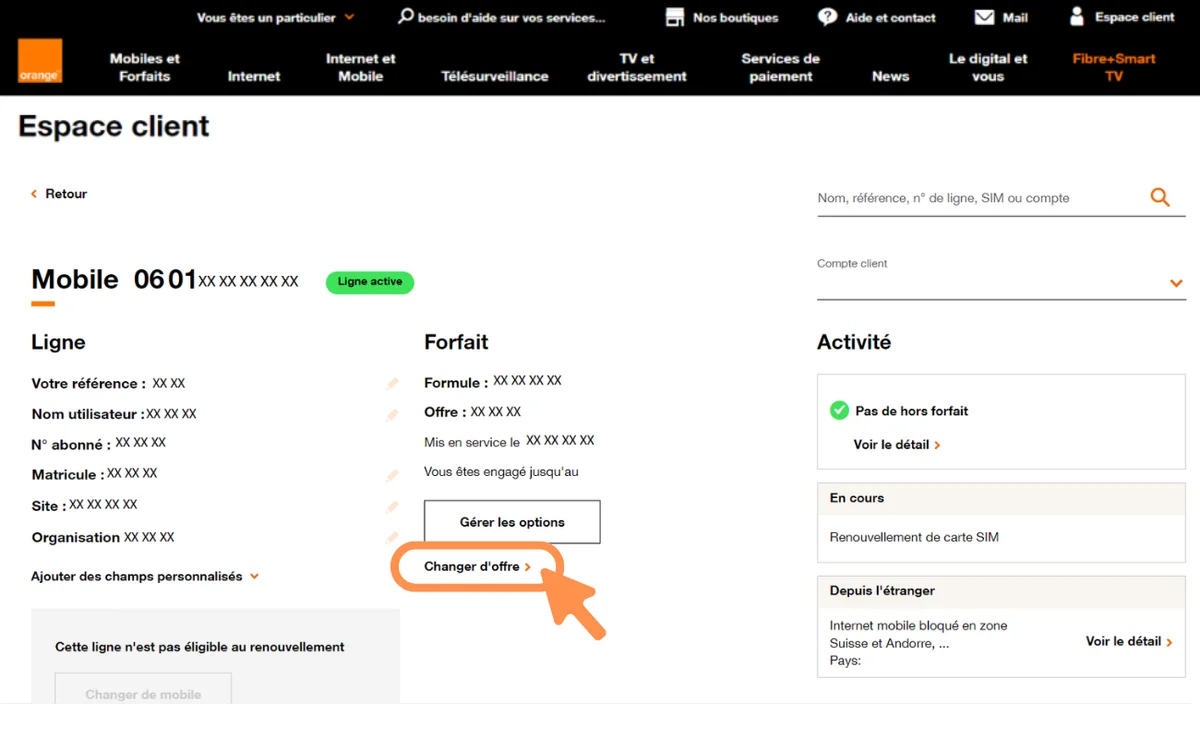 Changer d'offre depuis l'espace client Orange